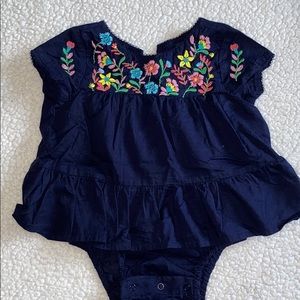 Baby gap navy blue , floral stitching